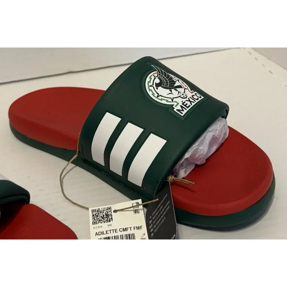 Adidas Adilette Comfort 2.0 Mexico Slide Sandals Size 6 M 7 W Futbol NEW